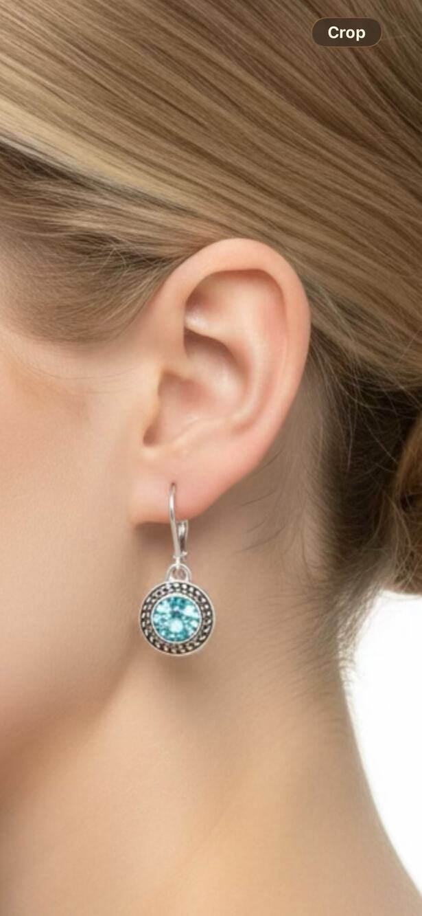 Vintage Napier Silver Tone Blue Stone Drop Earrings Signed